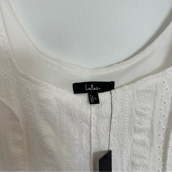 NWT Lulus Mirielle White Textured Long Sleeve Mini Dress - Picture 5 of 16